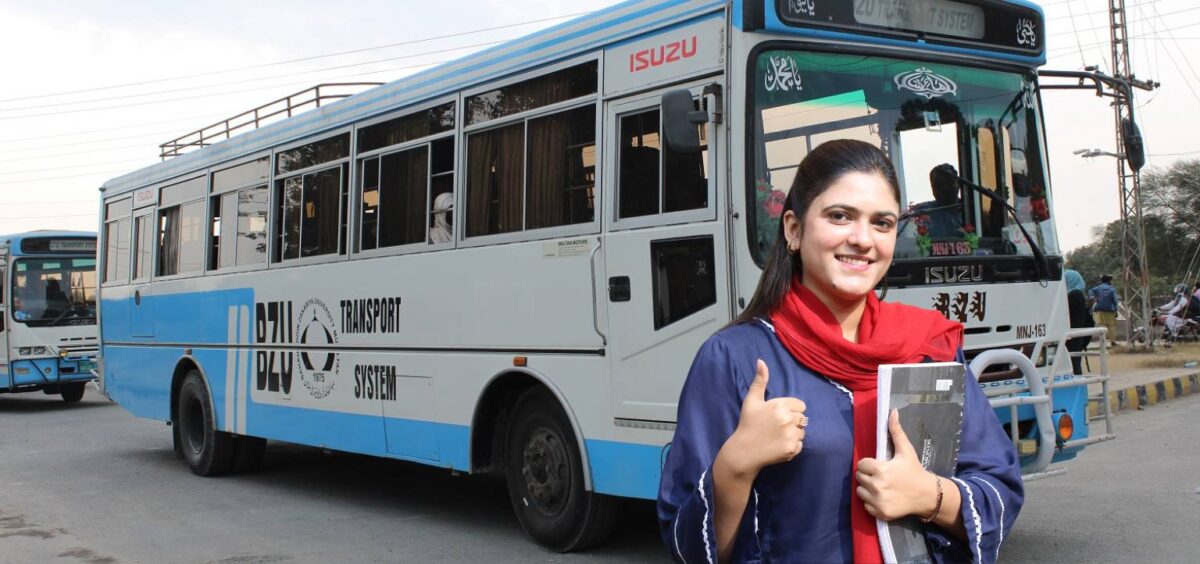 BZU Bahauddin Zakariya University Khanewal to Multan Student Faculty Bus Service.